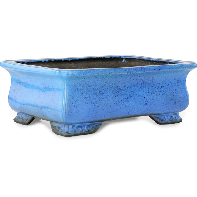 Maceta rectangular azul para bonsái de Koyou - 375 x 280 x 140 mm