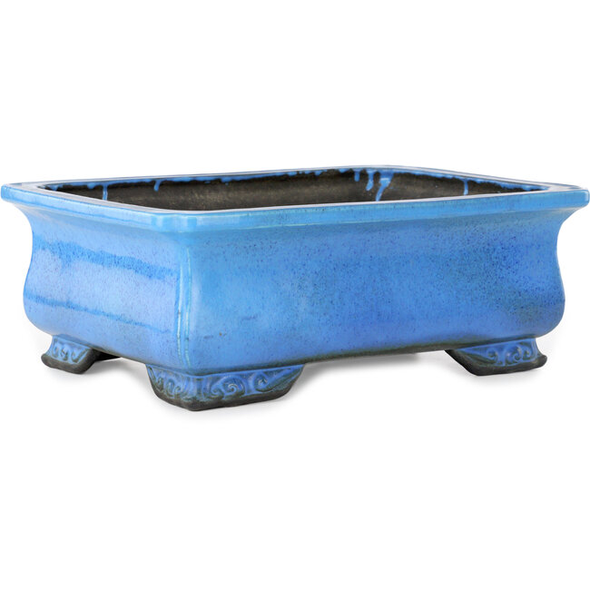 Rectangular blue bonsai pot by Koyou - 375 x 280 x 140 mm