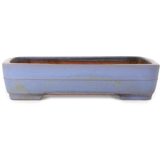  Yamafusa - Takehiko Koie Pot à bonsaï rectangulaire bleu de 410 mm de diamètre, fabriqué par Yamafusa, Tokoname, Japon.