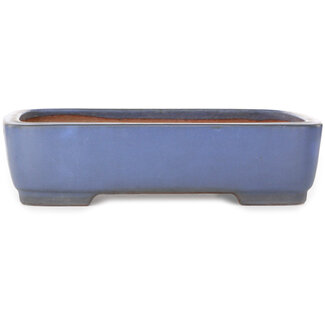  Yamafusa - Takehiko Koie 380 mm rectangular blue bonsai pot by Yamafusa, Tokoname, Japan