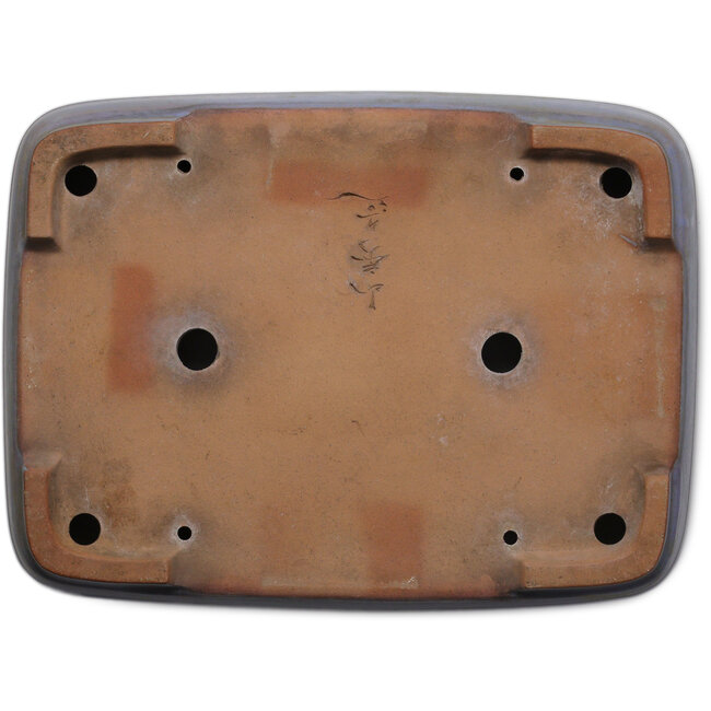 Pot à bonsaï rectangulaire bleu de Yamafusa - 410 x 295 x 90 mm