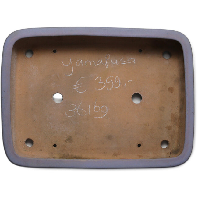 Rectangular blue bonsai pot by Yamafusa - 410 x 295 x 90 mm