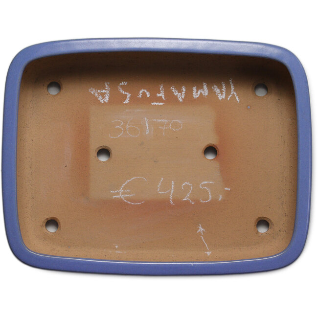 Pot à bonsaï rectangulaire bleu de Yamafusa - 380 x 290 x 90 mm