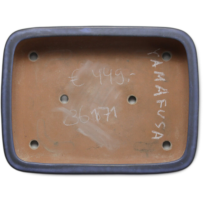 Pot à bonsaï rectangulaire bleu de Yamafusa - 380 x 285 x 95 mm