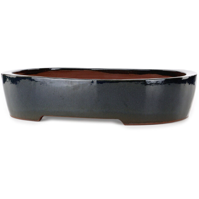 Oval blue bonsai pot by Kakuzan - 455 x 355 x 105 mm