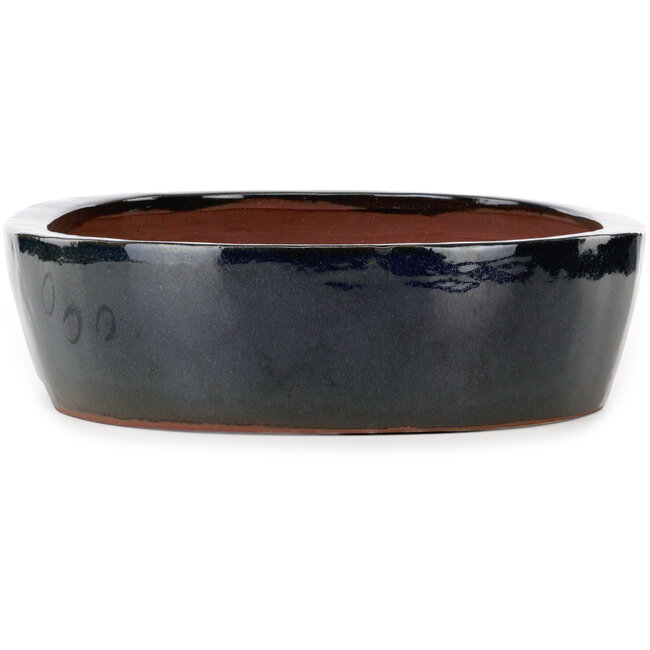 Ovaler blauer Bonsai-Topf von Kakuzan – 455 x 355 x 105 mm