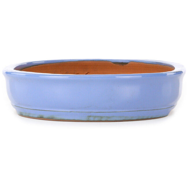 Oval blue bonsai pot by Itouen - 355 x 275 x 65 mm