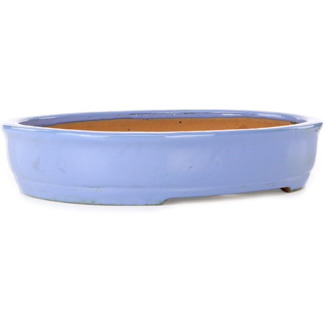 Oval blue bonsai pot by Itouen - 405 x 325 x 80 mm