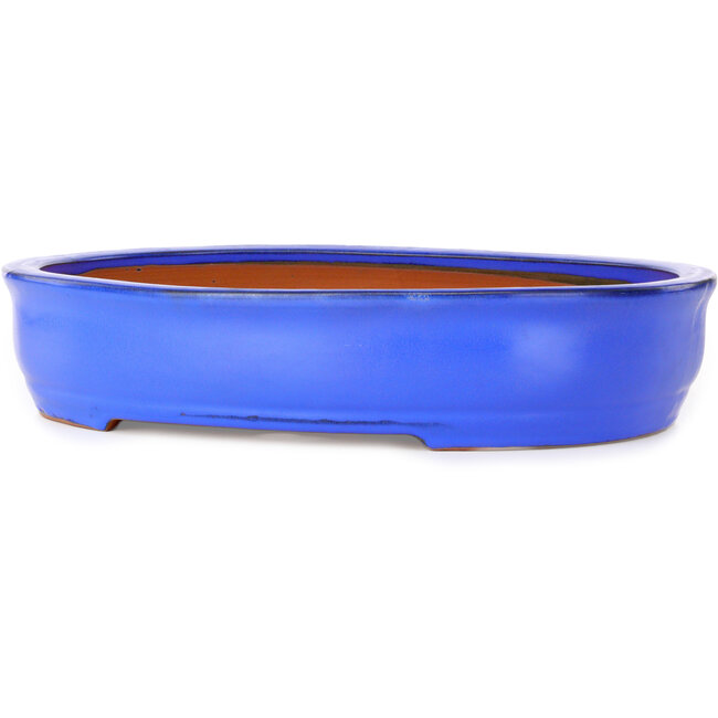 Pot ovale bleu pour bonsaï, par Itouen - 410 x 325 x 85 mm