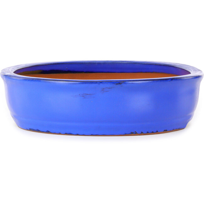 Pot ovale bleu pour bonsaï, par Itouen - 410 x 325 x 85 mm