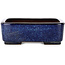 Rectangular blue bonsai pot by Terahata Satomi Mazan - 240 x 205 x 80 mm