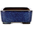 Rectangular blue bonsai pot by Terahata Satomi Mazan - 240 x 205 x 80 mm