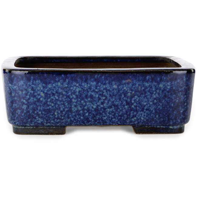 Rechthoekige blauwe bonsaipot van Terahata Satomi Mazan - 240 x 205 x 80 mm