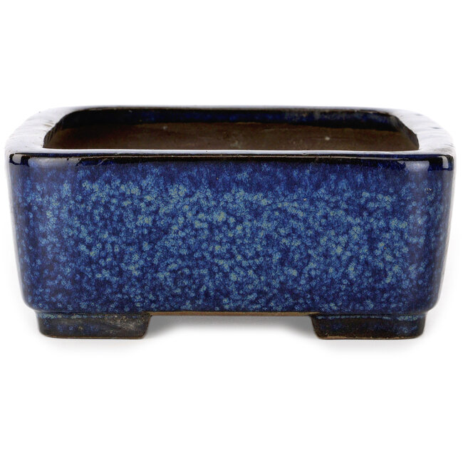 Rectangular blue bonsai pot by Terahata Satomi Mazan - 240 x 205 x 80 mm