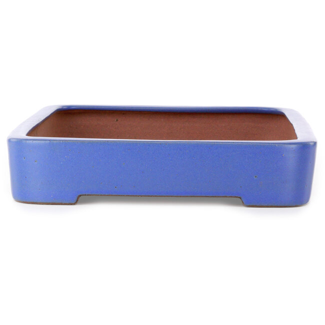 Pot à bonsaï rectangulaire bleu par Seizan (Reihou, Kataoka Katsushi, maître four Seizan) - 465 x 325 x 62 mm