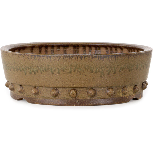 Ronde, ongeglazuurde bonsaipot van Itouen - 308 x 308 x 100 mm