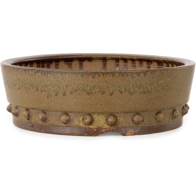 Ronde, ongeglazuurde bonsaipot van Itouen - 308 x 308 x 100 mm