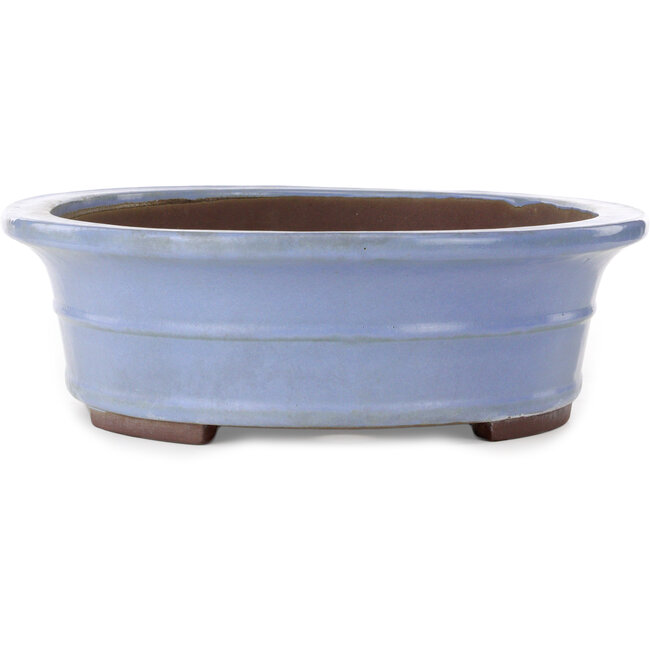 Ovale blauwe bonsaipot van Yamaaki Toshio (derde generatie) - 500 x 410 x 130 mm