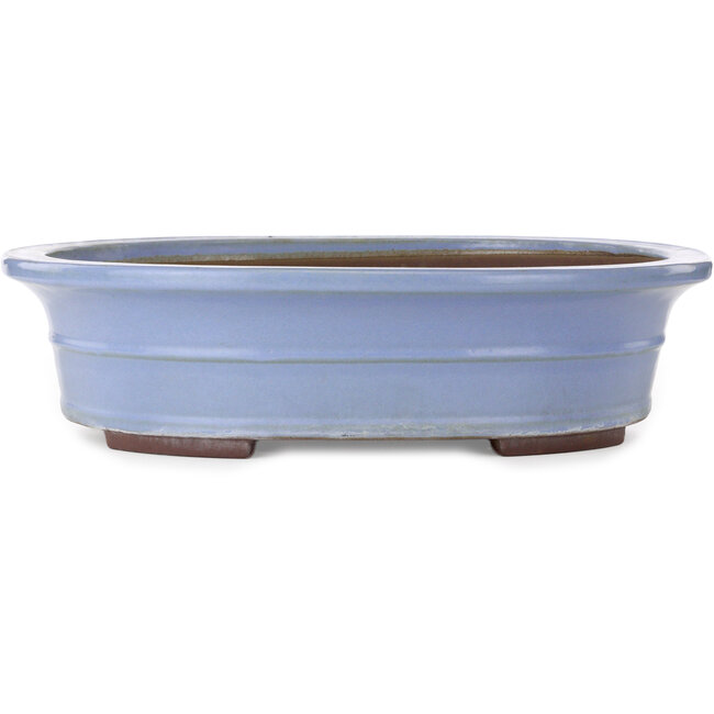 Ovale blauwe bonsaipot van Yamaaki Toshio (derde generatie) - 500 x 410 x 130 mm