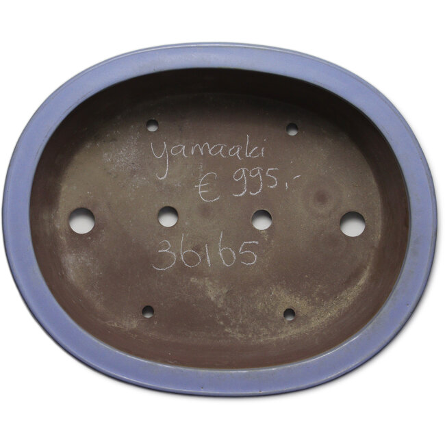 Ovale blauwe bonsaipot van Yamaaki Toshio (derde generatie) - 500 x 410 x 130 mm