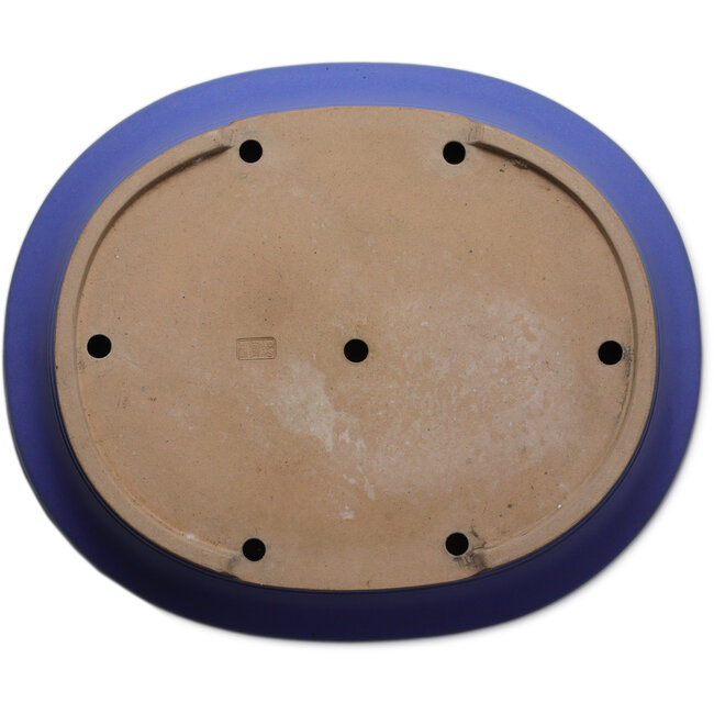 Ovale blauwe bonsaipot van Seizan (Reihou, Kataoka Katsushi, meester Seizan oven) - 565 x 470 x 105 mm