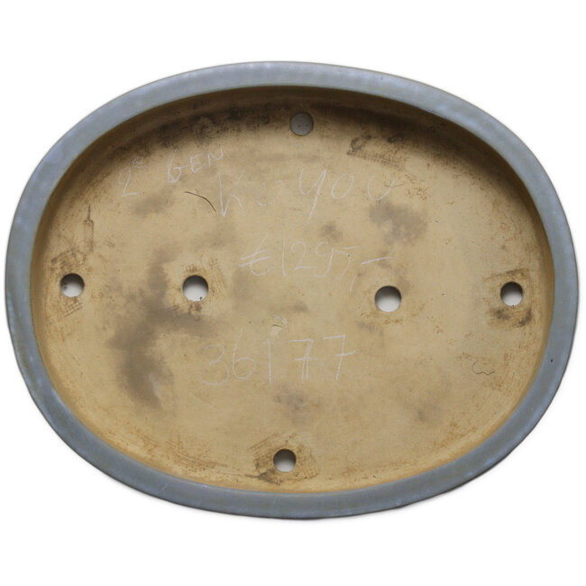 Pot à bonsaï ovale bleu par Aiba Koyou - 555 x 450 x 100 mm