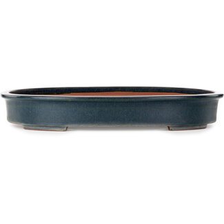 Seizan (Reihou, Kataoka Katsushi, master Seizan kiln) 575 mm ovale grüne Bonsaischale von Seizan (Reihou, Kataoka Katsushi, Meister Seizan-Ofen), Tokoname, Japan