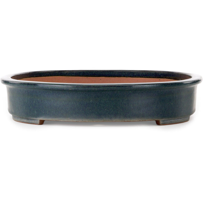 Vaso bonsai ovale verde di Seizan (Reihou, Kataoka Katsushi, fornace del maestro Seizan) - 575 x 435 x 84 mm