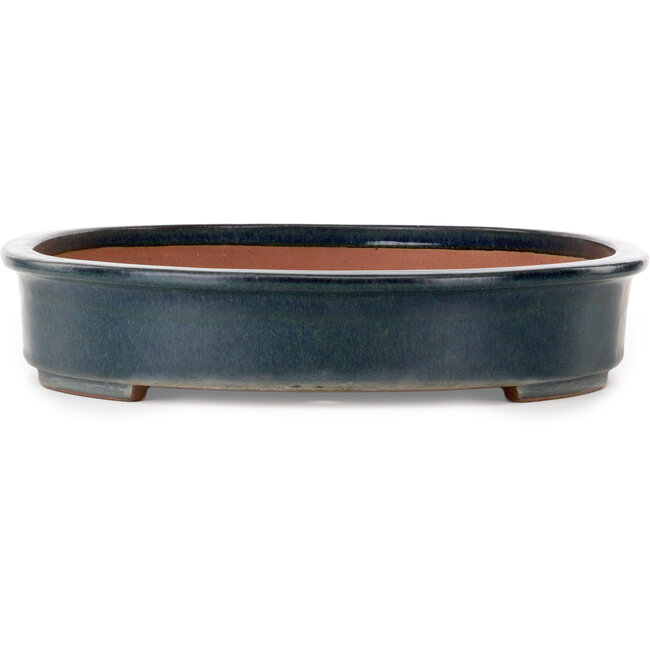 Ovale groene bonsaipot van Seizan (Reihou, Kataoka Katsushi, meester Seizan oven) - 575 x 435 x 84 mm