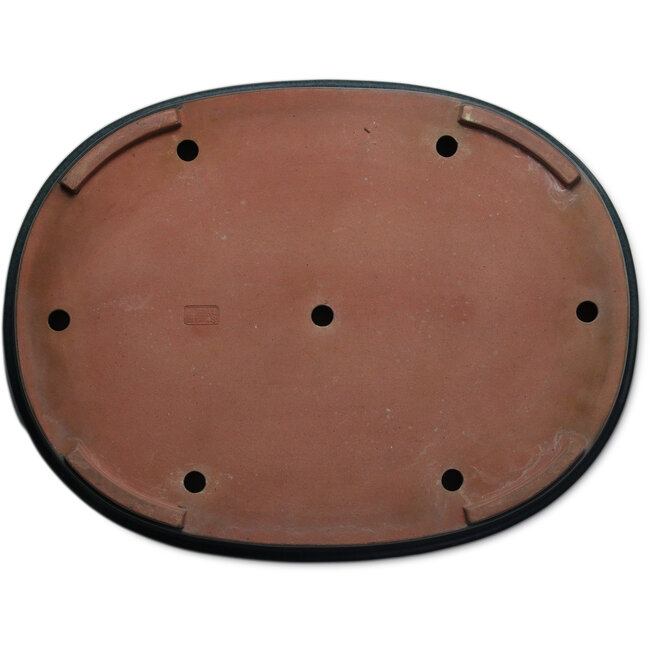 Oval green bonsai pot by Seizan (Reihou, Kataoka Katsushi, master Seizan kiln) - 575 x 435 x 84 mm