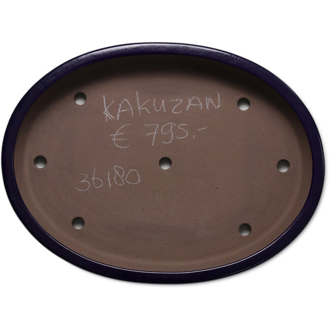 Pot à bonsaï ovale bleu de Kakuzan - 560 x 420 x 95 mm