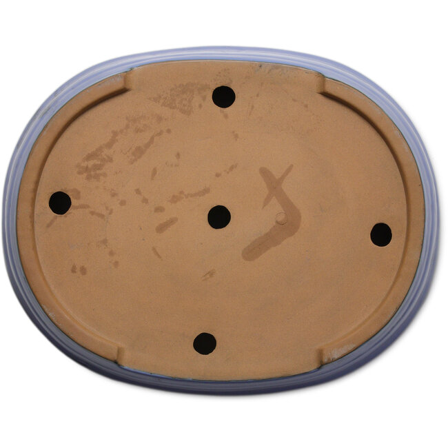 Oval blue bonsai pot by Itouen - 405 x 325 x 80 mm