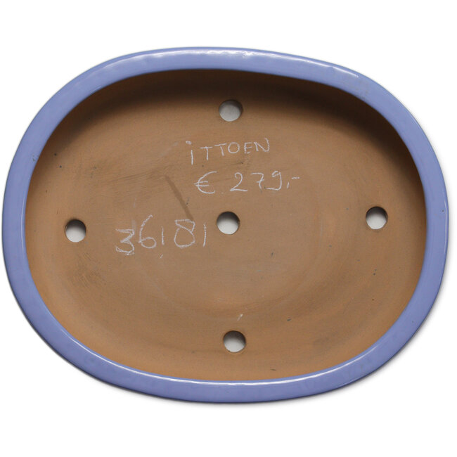 Pot ovale bleu pour bonsaï, par Itouen - 405 x 325 x 80 mm