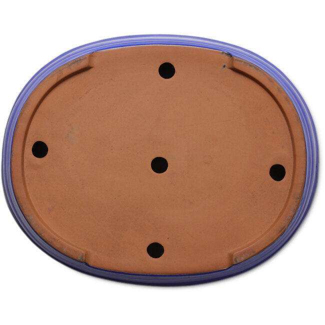 Pot ovale bleu pour bonsaï, par Itouen - 410 x 325 x 85 mm