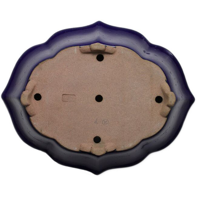 Mokko blue bonsai pot by Seizan (Reihou, Kataoka Katsushi, master Seizan kiln) - 460 x 365 x 115 mm