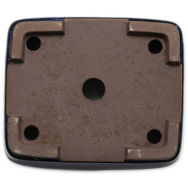 Rechteckiger blauer Bonsaitopf von Terahata Satomi Mazan – 240 x 205 x 80 mm