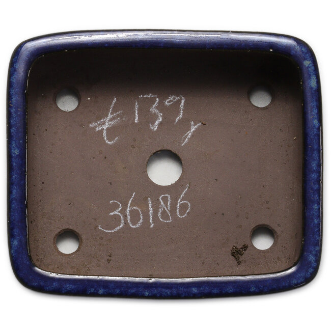 Rechthoekige blauwe bonsaipot van Terahata Satomi Mazan - 240 x 205 x 80 mm