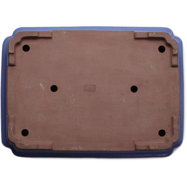 Pot à bonsaï rectangulaire bleu par Seizan (Reihou, Kataoka Katsushi, maître four Seizan) - 505 x 365 x 90 mm