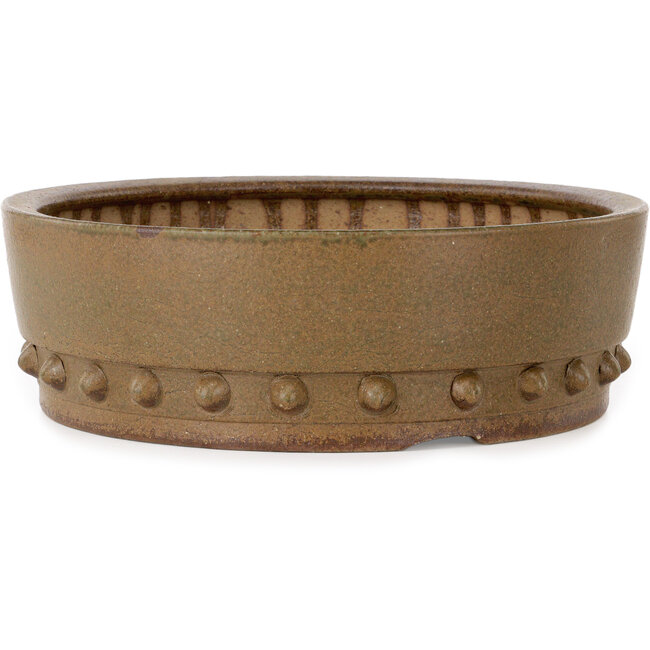 Ronde, ongeglazuurde bonsaipot van Itouen - 308 x 308 x 100 mm