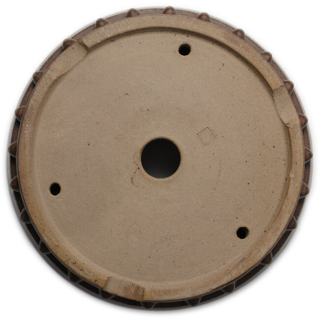 Ronde, ongeglazuurde bonsaipot van Itouen - 308 x 308 x 100 mm