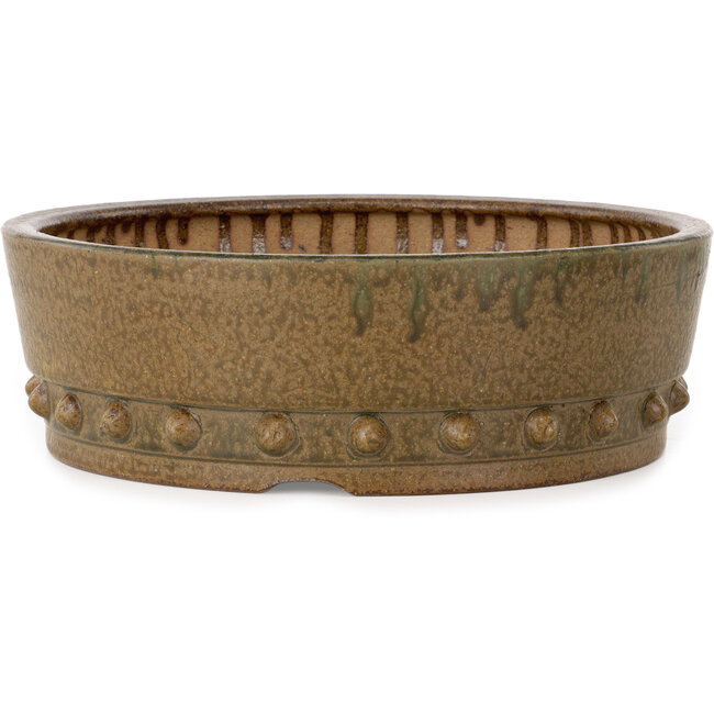 Ronde, ongeglazuurde bonsaipot van Itouen - 308 x 308 x 100 mm