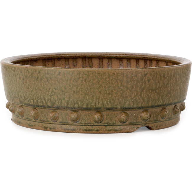 Ronde, ongeglazuurde bonsaipot van Itouen - 308 x 308 x 100 mm