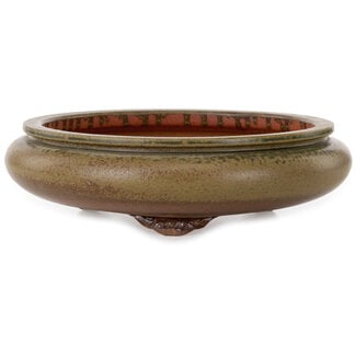 Ito(u)en 308 mm runder grüner Bonsai-Topf aus Itouen, Japan