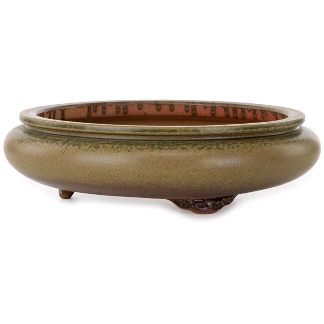 Round green bonsai pot by Itouen - 308 x 308 x 100 mm