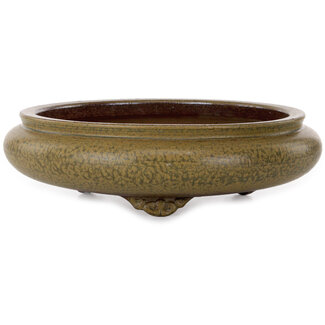 Ito(u)en 308 mm round green bonsai pot by Itouen, Japan
