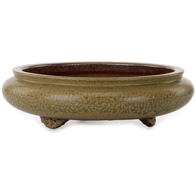 Round green bonsai pot by Itouen - 308 x 308 x 100 mm