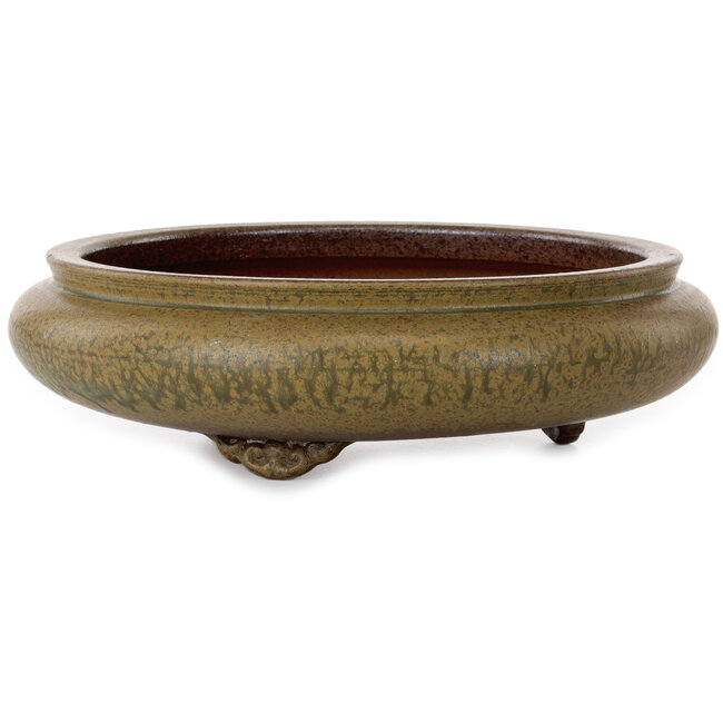 Round green bonsai pot by Itouen - 308 x 308 x 100 mm