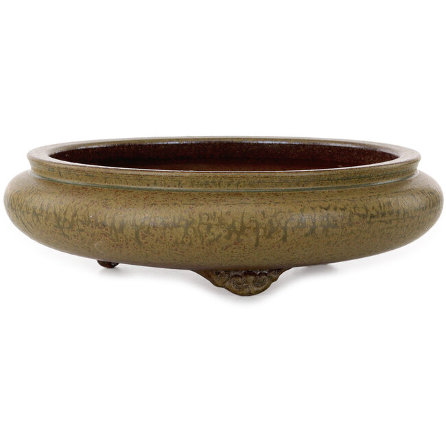 Round green bonsai pot by Itouen - 308 x 308 x 100 mm