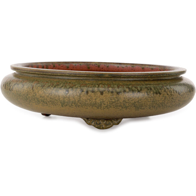 Round green bonsai pot by Itouen - 308 x 308 x 100 mm