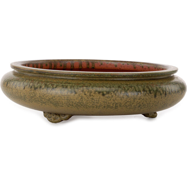 Round green bonsai pot by Itouen - 308 x 308 x 100 mm